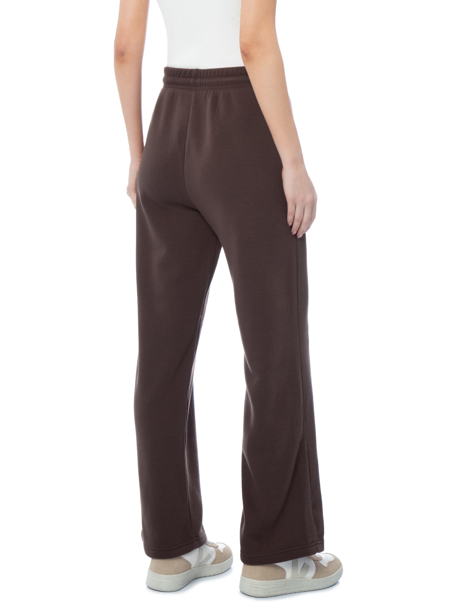 Calça Feminina Reta de Moletom Marrom Basiq