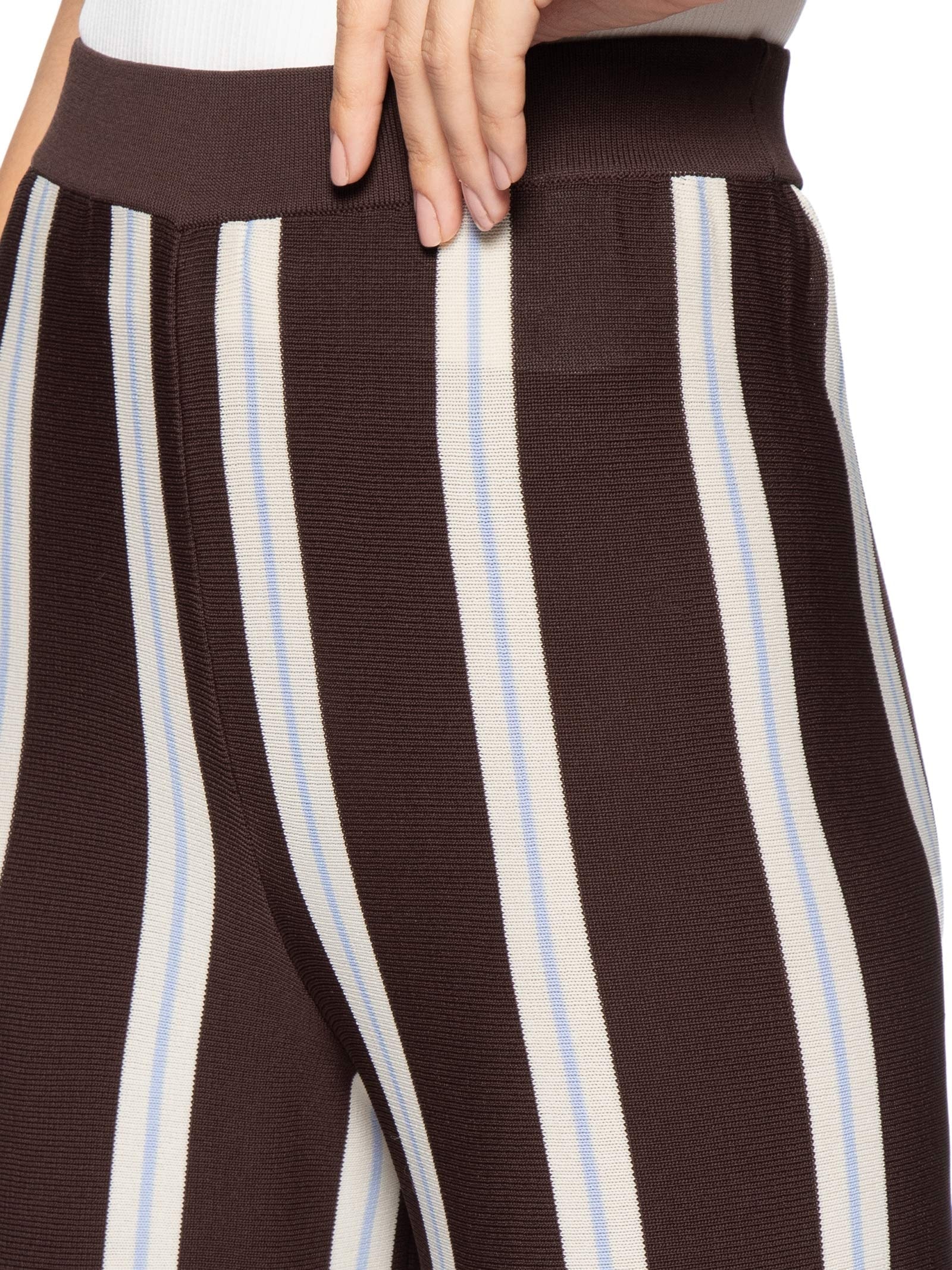 Calça Feminina Reta de Tricot Listrada – Marrom Animale Jeans