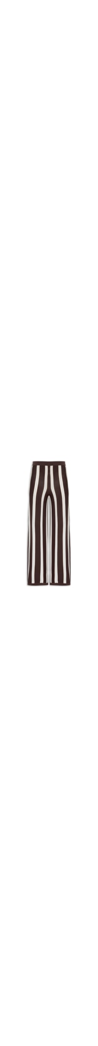 Calça Feminina Reta de Tricot Listrada – Marrom