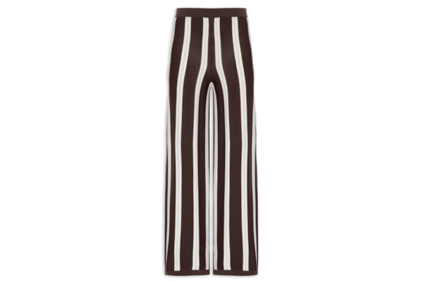 Calça Feminina Reta de Tricot Listrada – Marrom