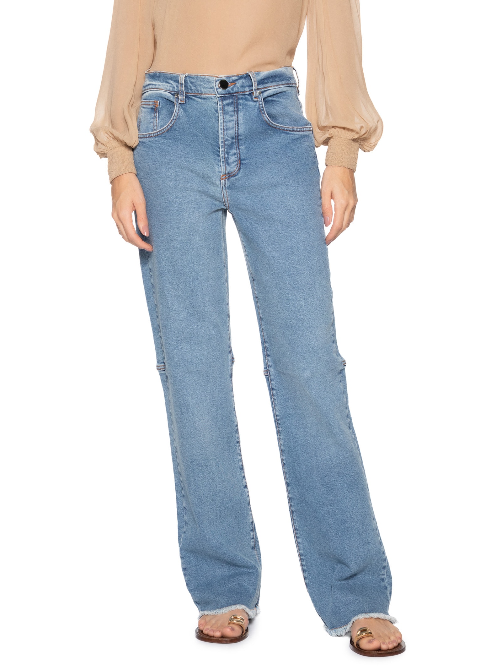 Calça Feminina Reta Denim Básico Azul Animale