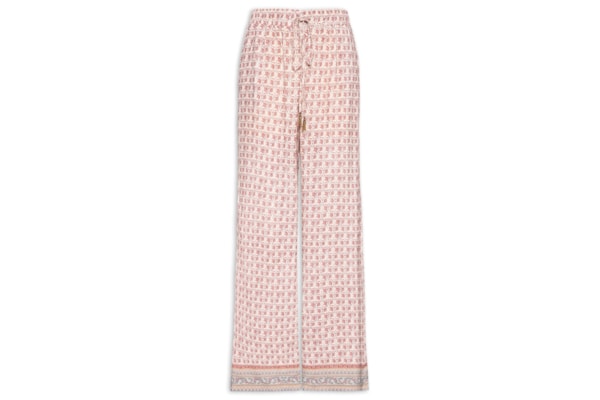 Calça Feminina Reta Elástico Estampa Aster E - Rosa