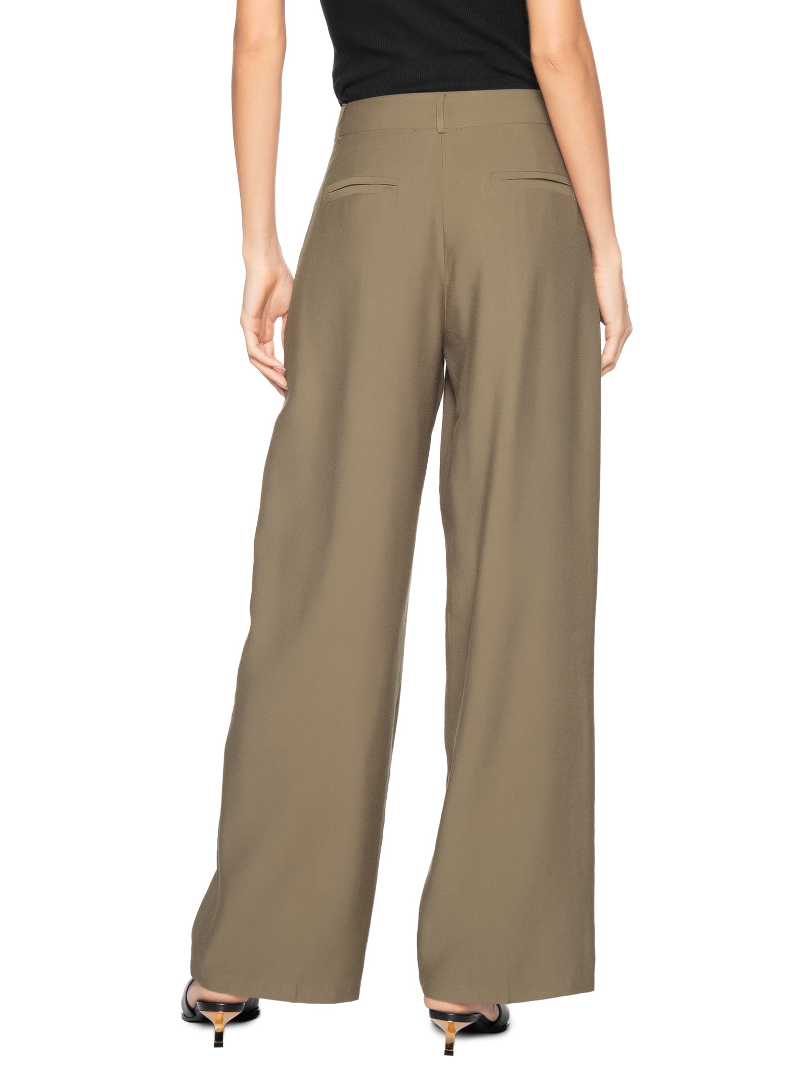 Calça Feminina Reta Em Alfaiataria Marrom '2Essential