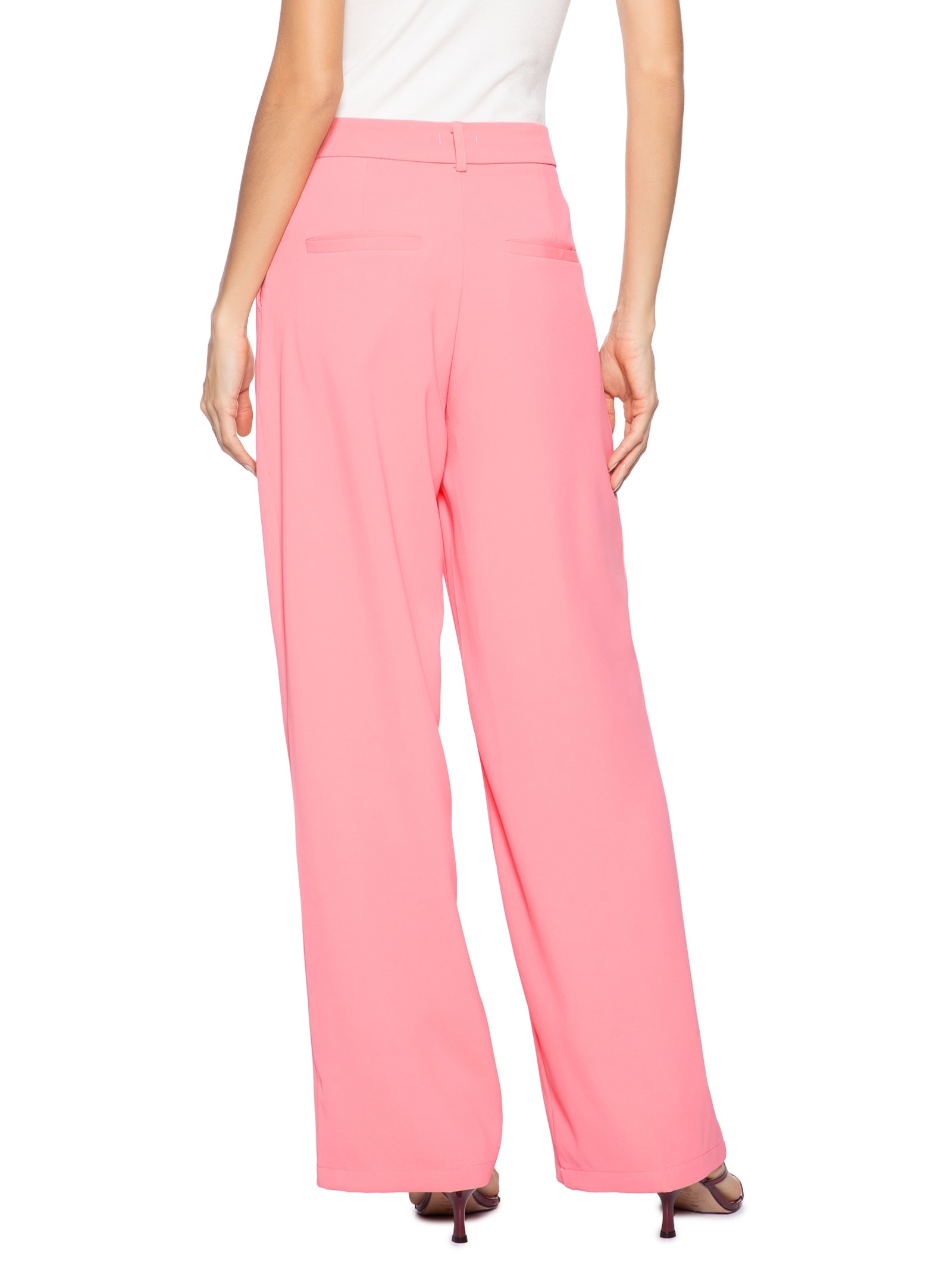 Calça Feminina Reta Em Alfaiataria Rosa  Market 33