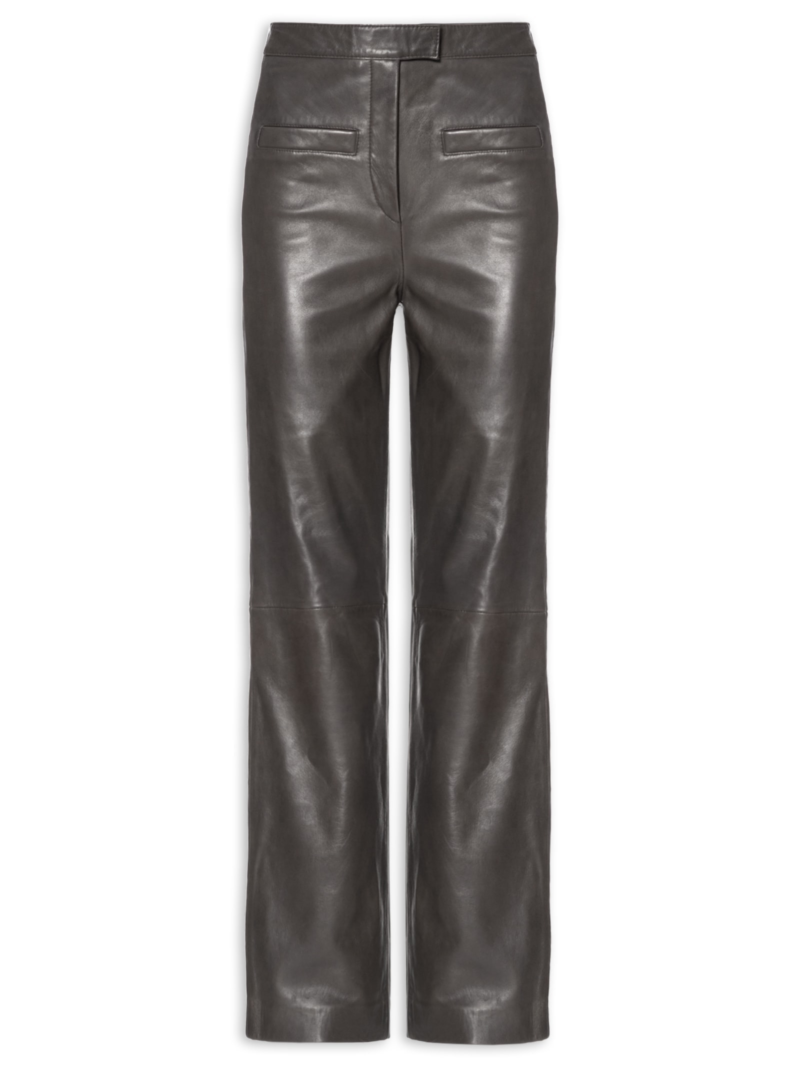 Calça Feminina Reta Em Couro Cinza '2Essential