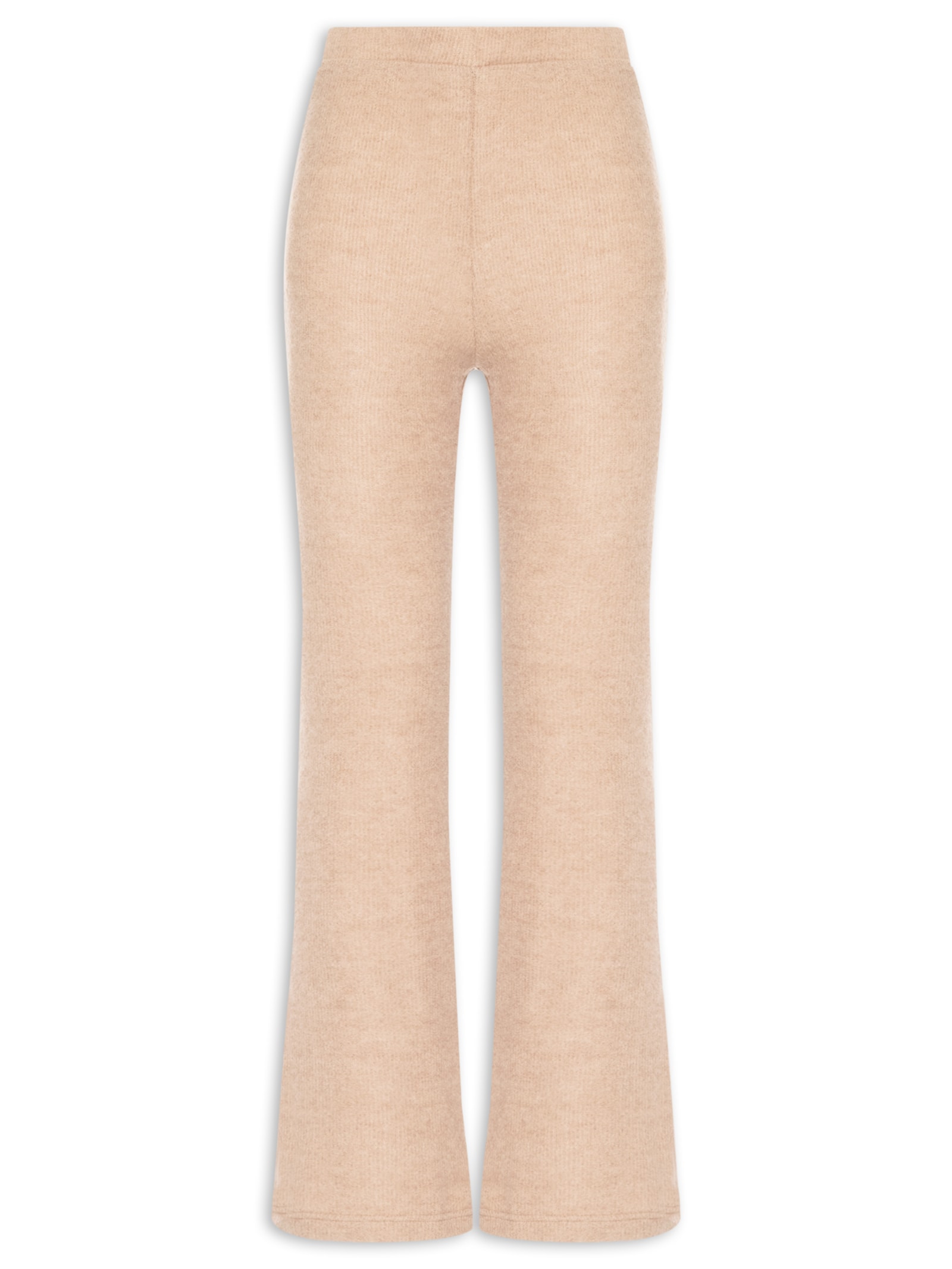 Calça Feminina Reta em Malha Bege Basiq