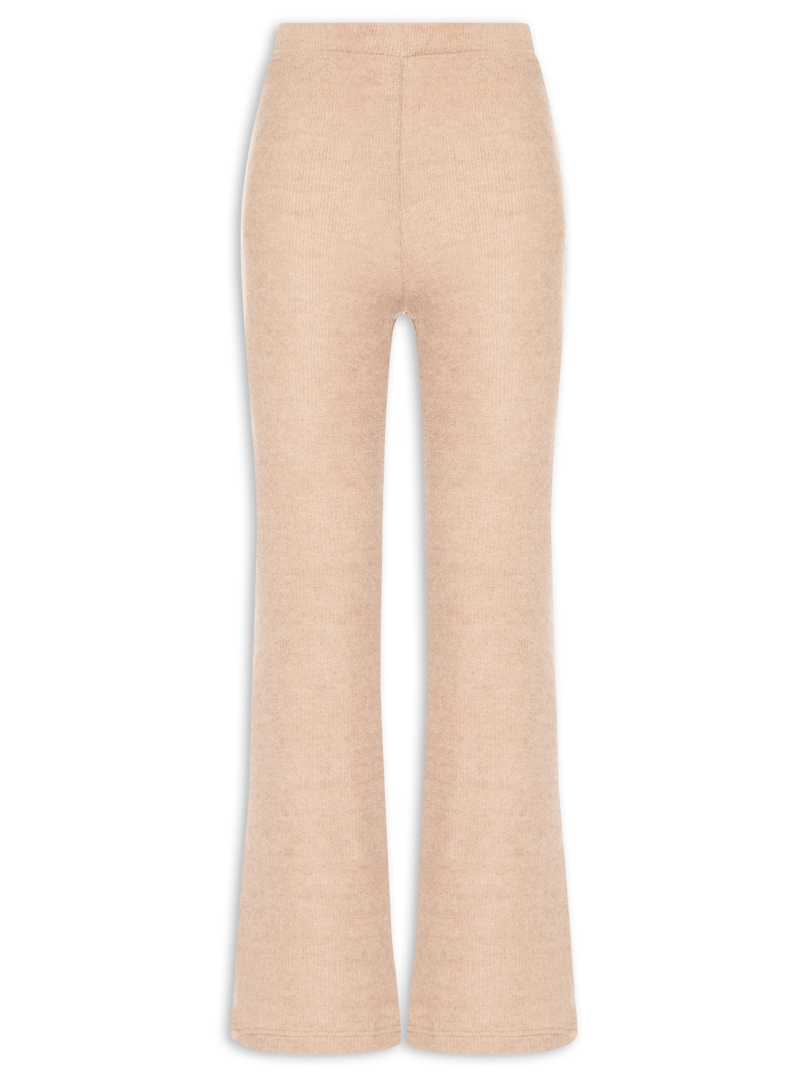 Calça Feminina Reta em Malha Bege Basiq