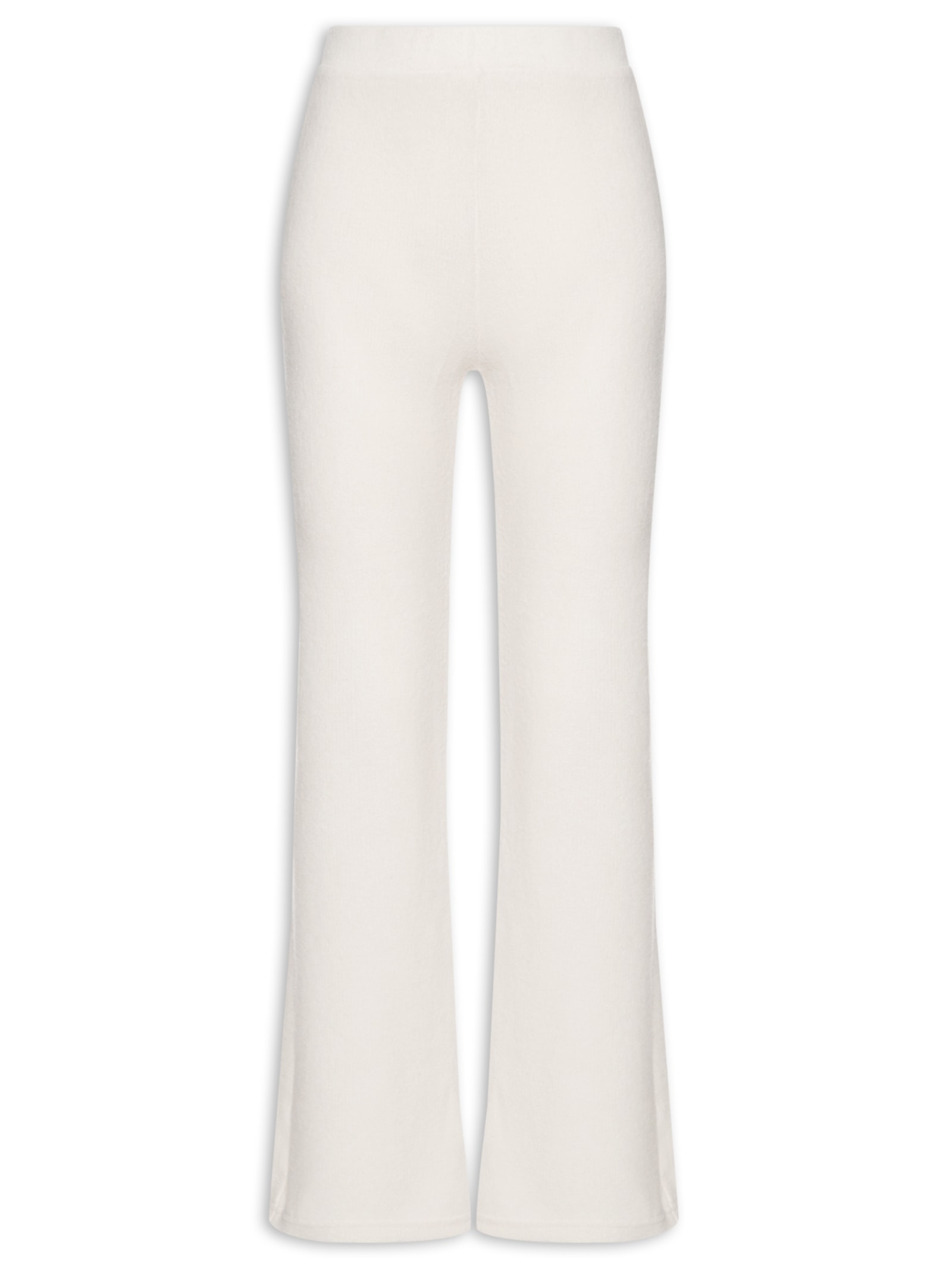Calça Feminina Reta em Malha Off White Basiq
