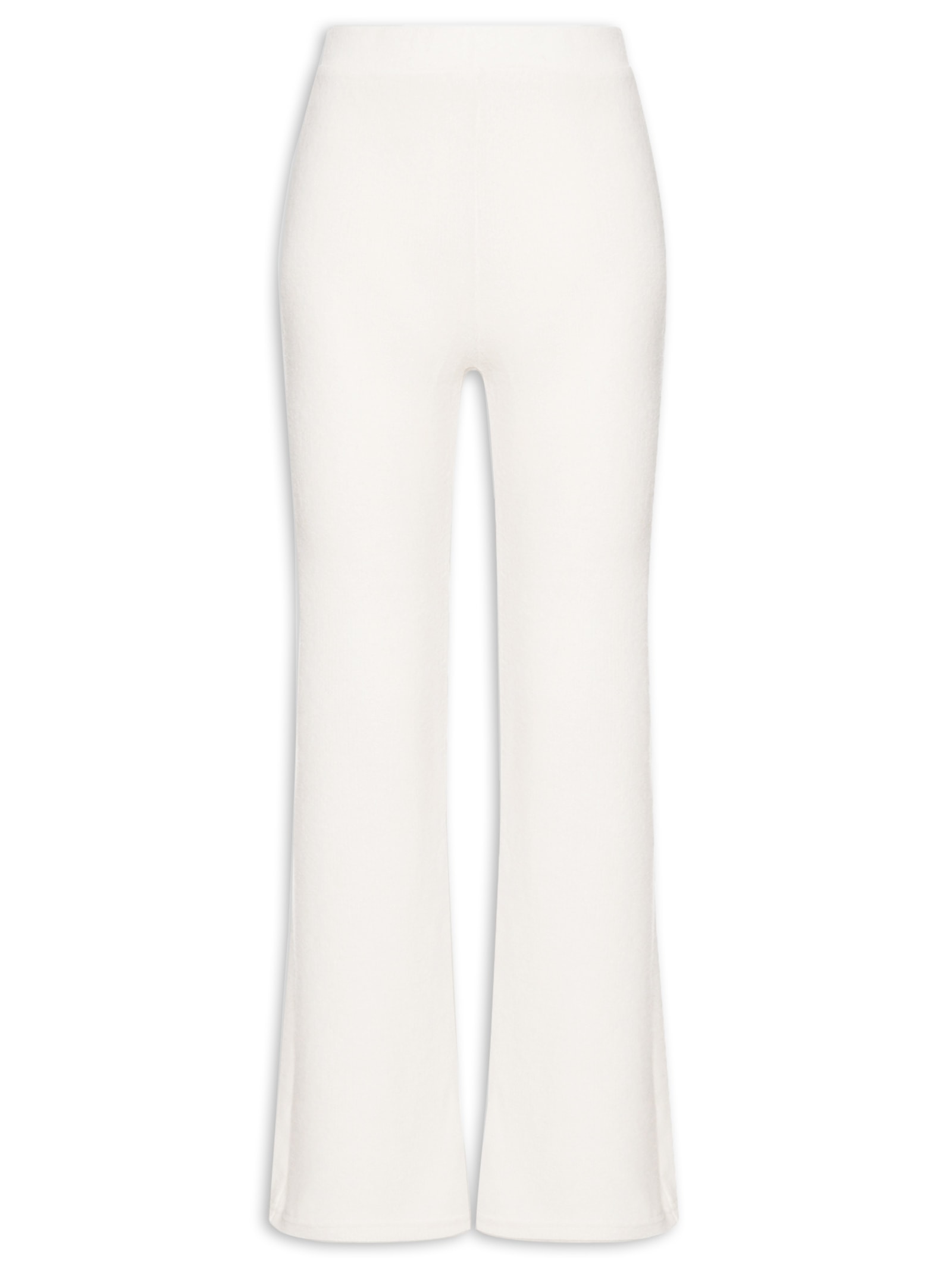 Calça Feminina Reta em Malha Off White Basiq