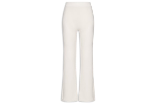 Calça Feminina Reta em Malha - Off White