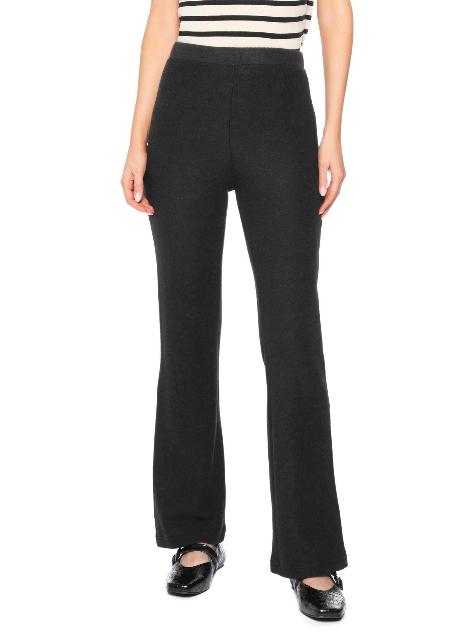 Calça Feminina Reta em Malha Preto Basiq