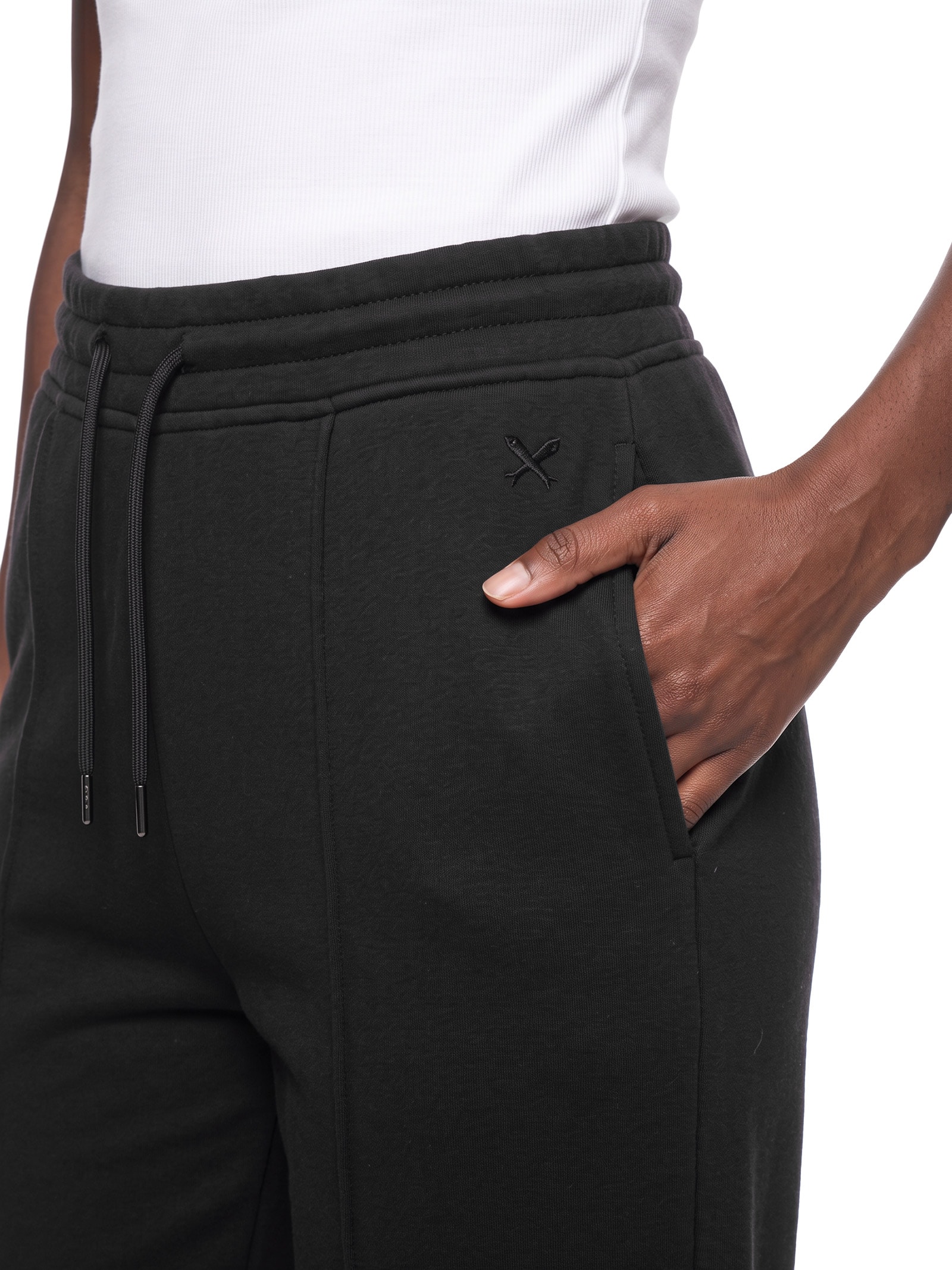 Calça Feminina Reta Em Moletom Preto Hering