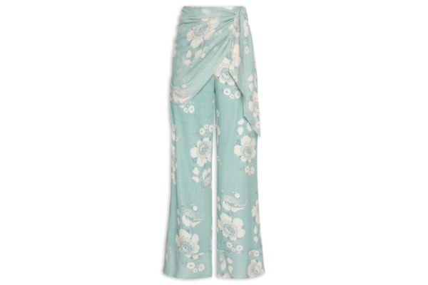 Calça Feminina Reta Estampa Fleur B - Azul