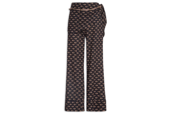 Calça Feminina Reta Estampa Jasmim – Preto