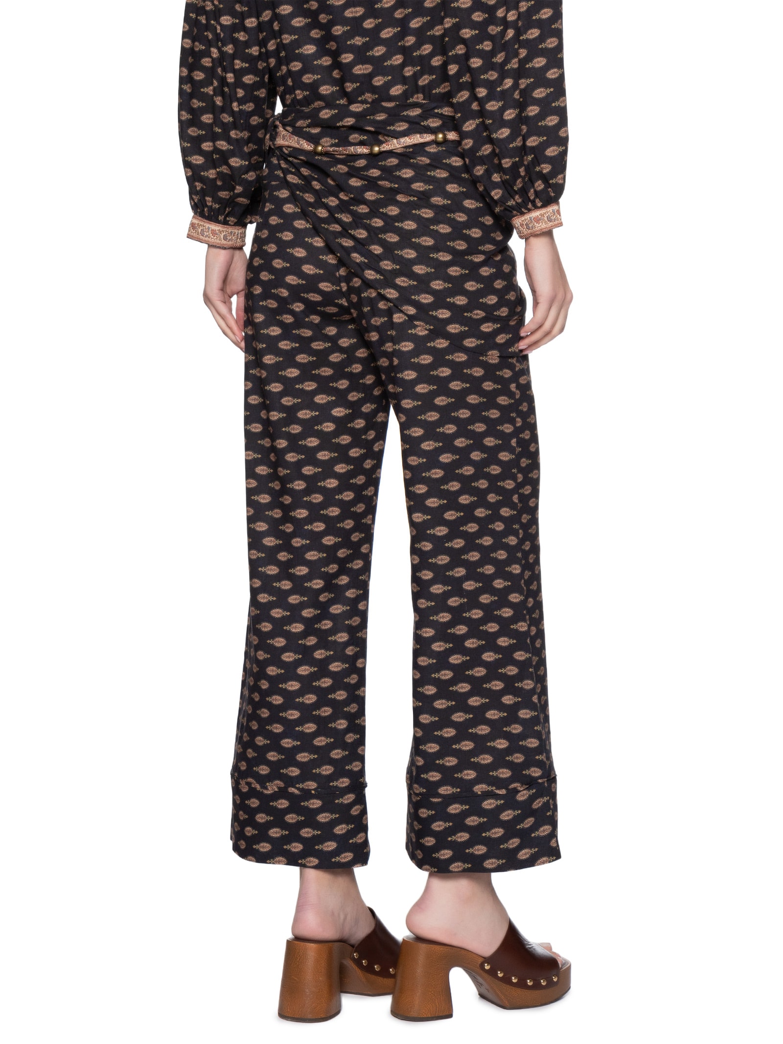 Calça Feminina Reta Estampa Jasmim – Preto Maria Filó