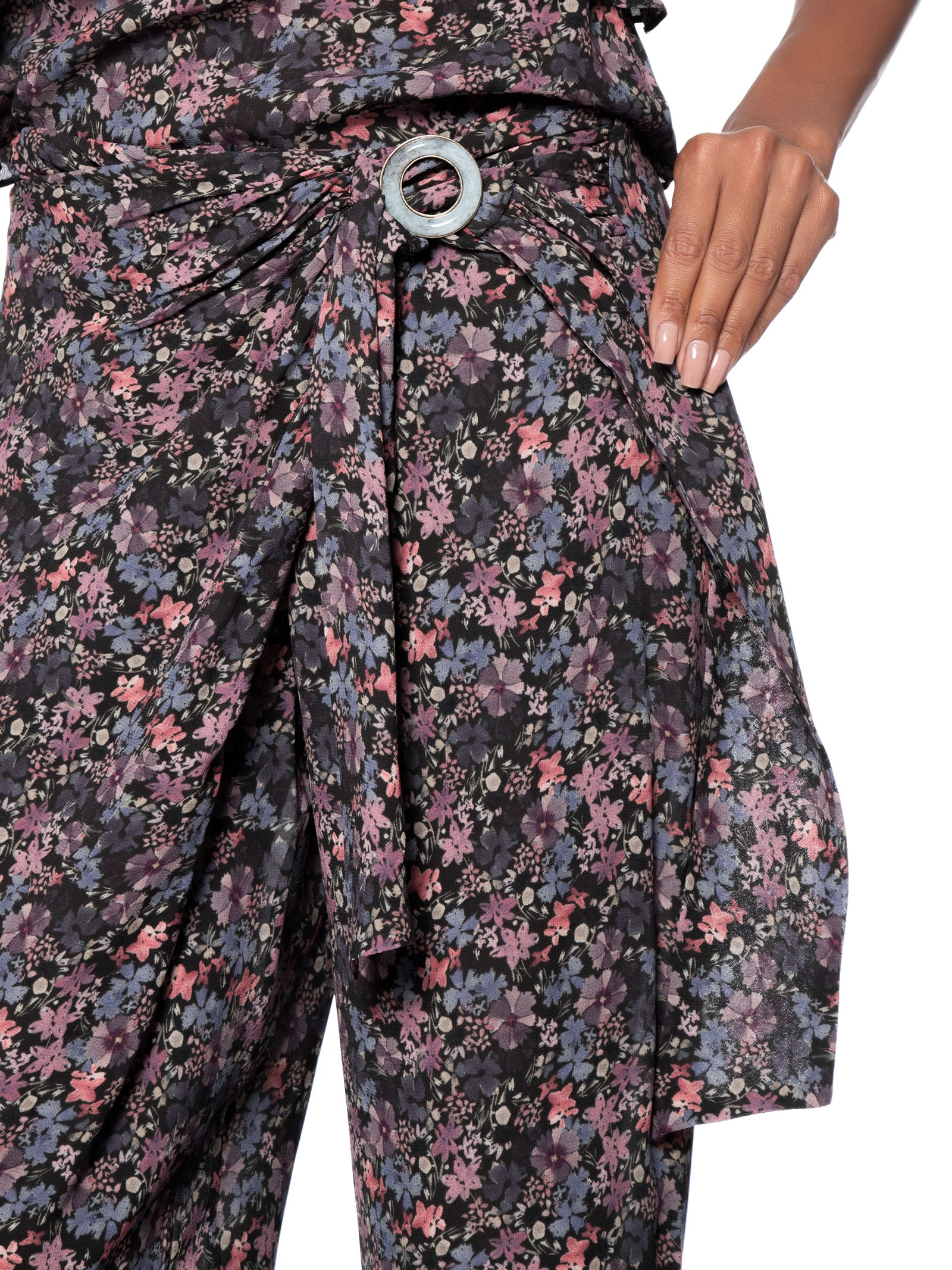 Calça Feminina Reta Estampa Liza Preto Maria Filó