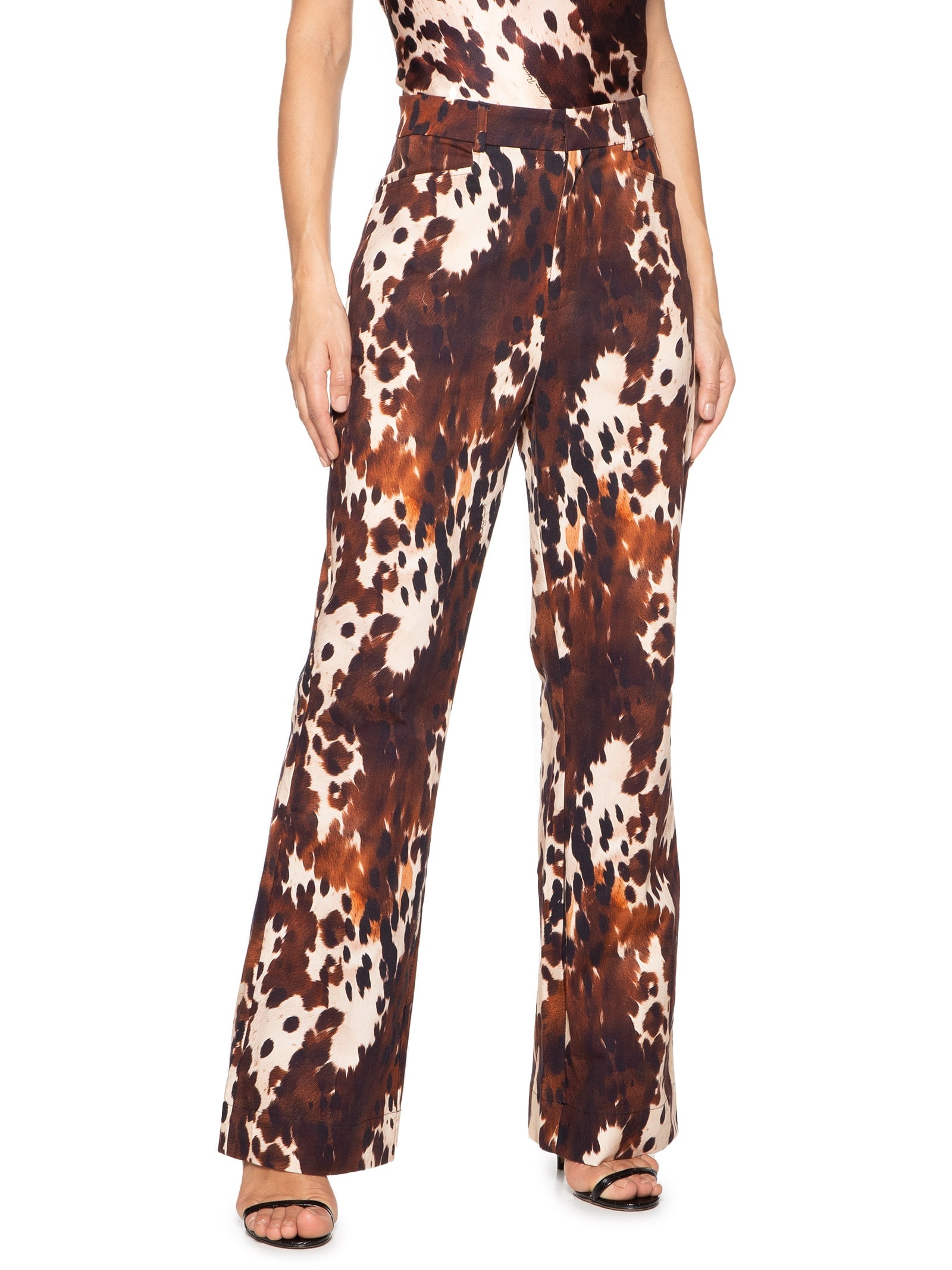 Calça Feminina Reta Estampada Animal Print Lança Perfume