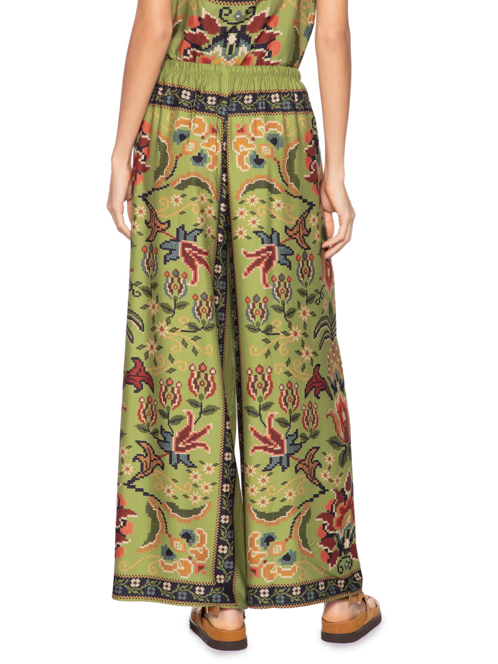 Calça Feminina Reta Flor de Jardim Verde Farm