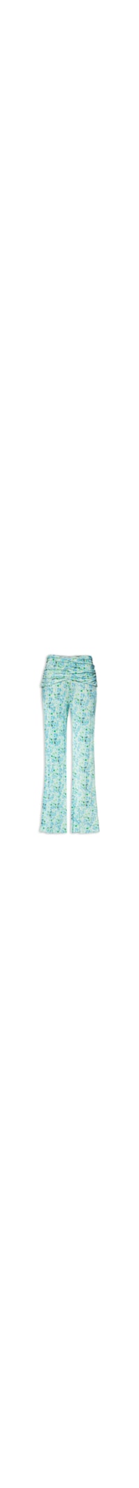 Calça Feminina Reta Floral Cura Aquarius Com Cós - Azul