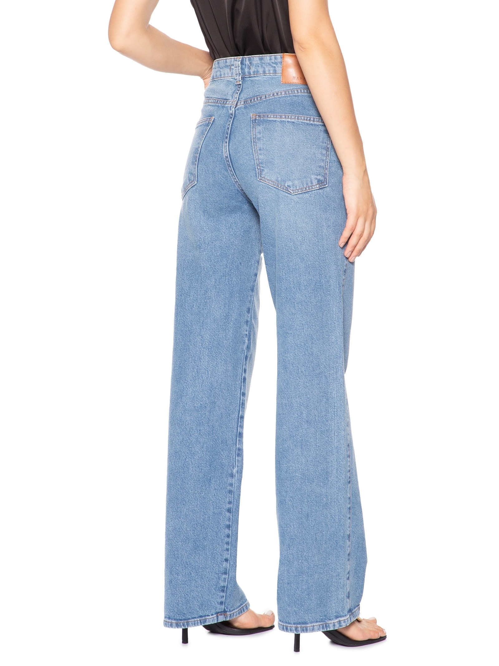 Calça Feminina Reta Jeans Azul Market 33