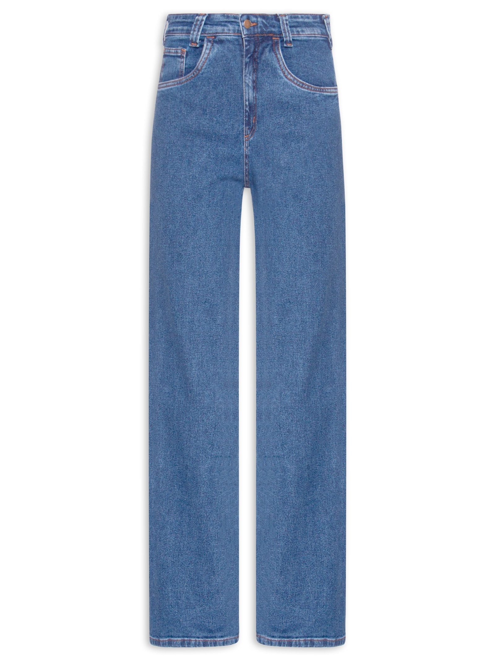 Calça Feminina Reta Jeans Azul Market 33