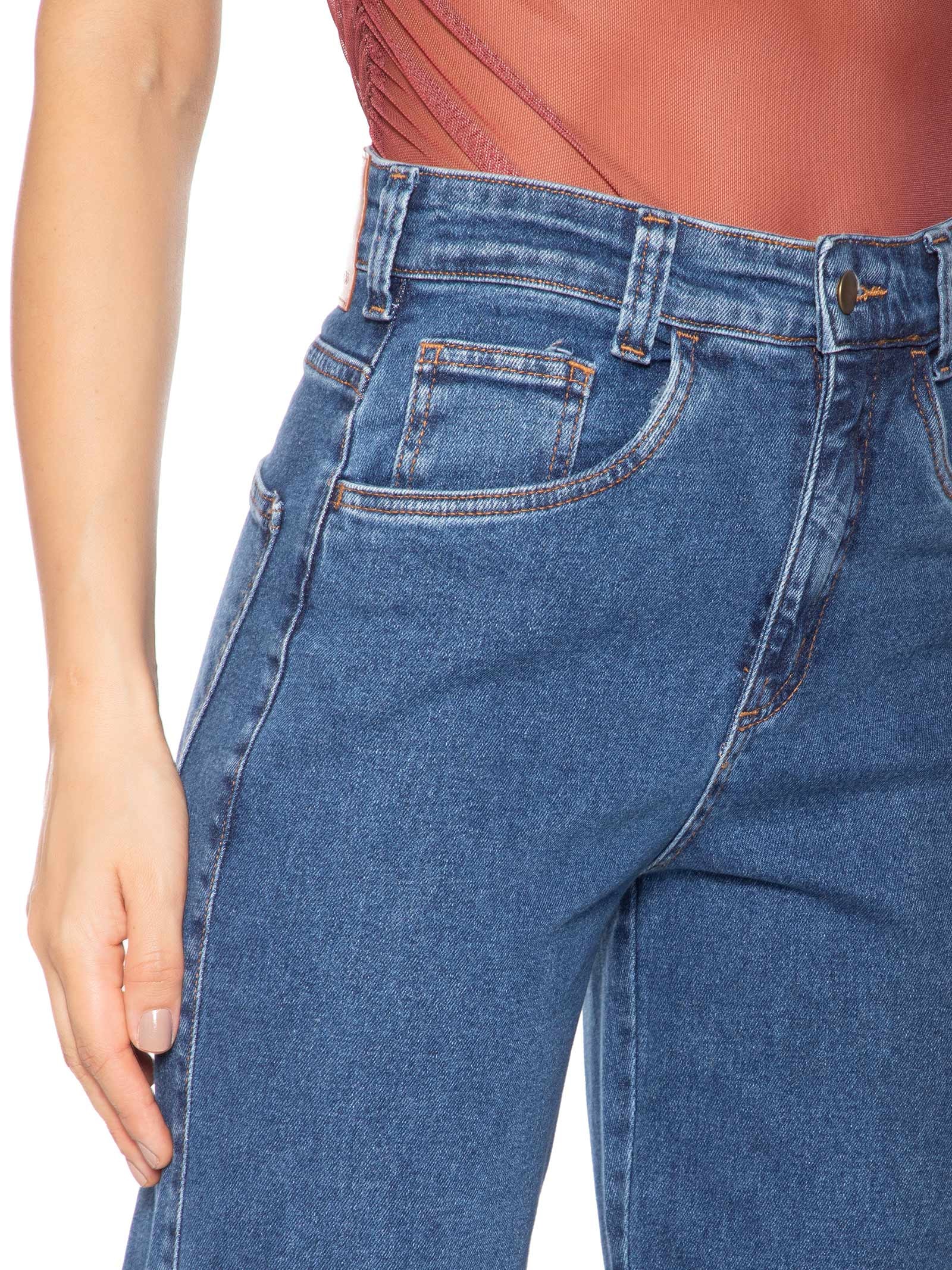 Calça Feminina Reta Jeans Azul Market 33