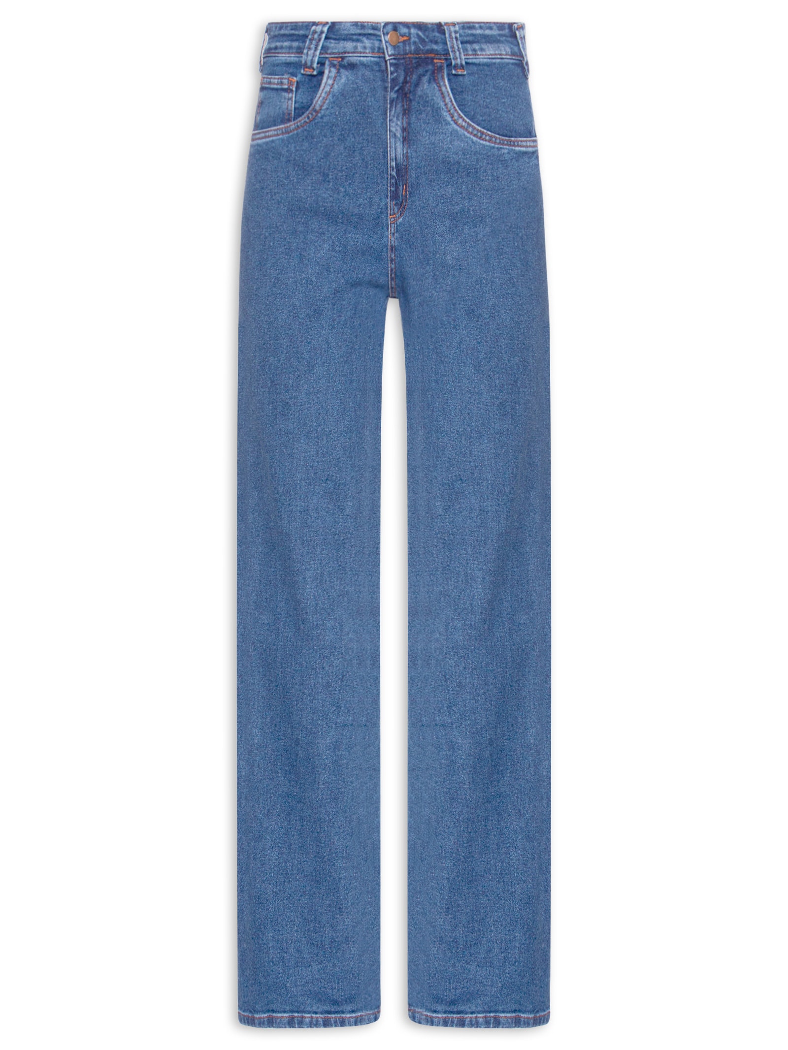 Calça Feminina Reta Jeans Azul Market 33