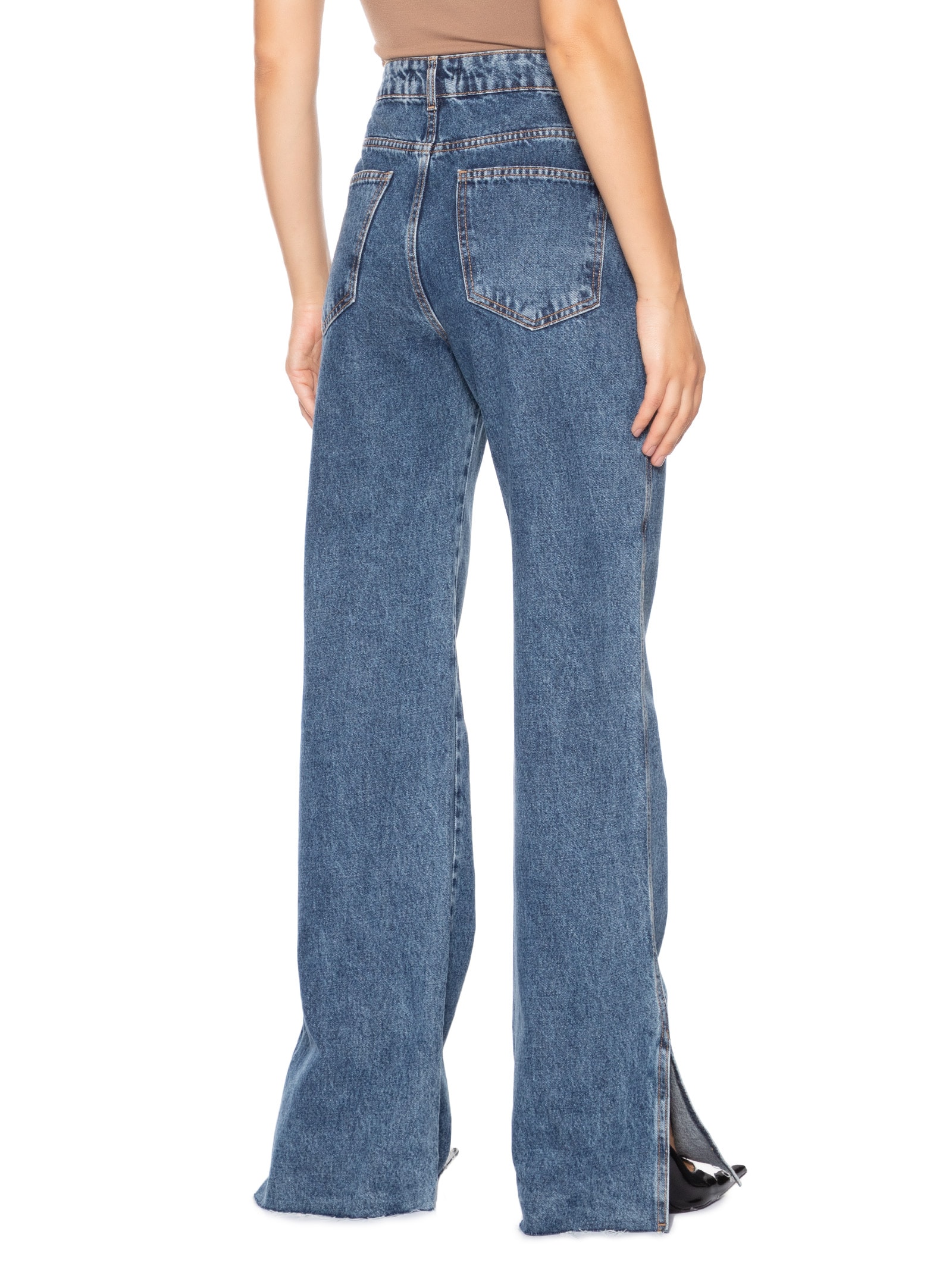 Calça Feminina Reta Jeans Azul Market 33
