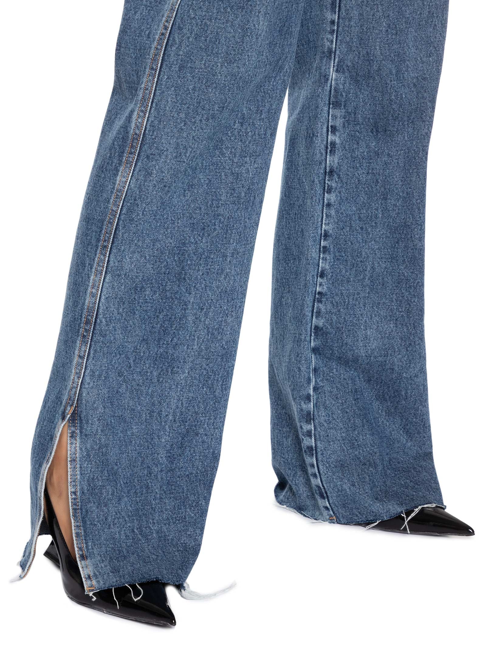 Calça Feminina Reta Jeans Azul Market 33