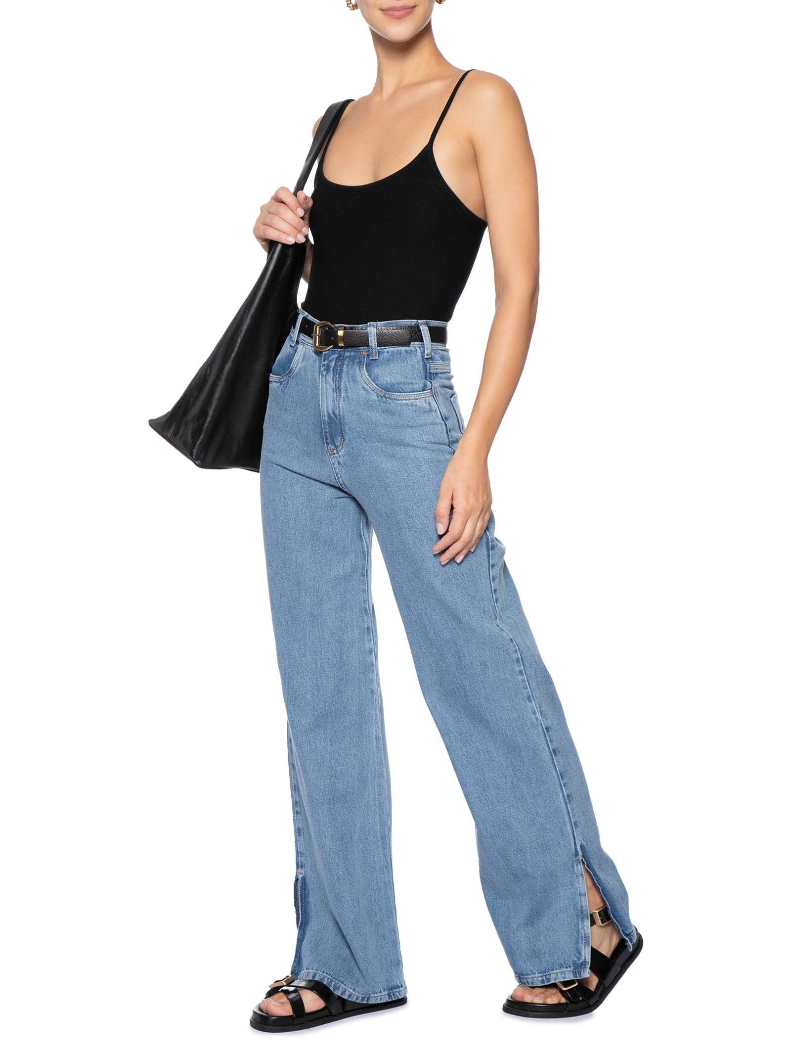 Calça Feminina Reta Jeans Azul Basiq