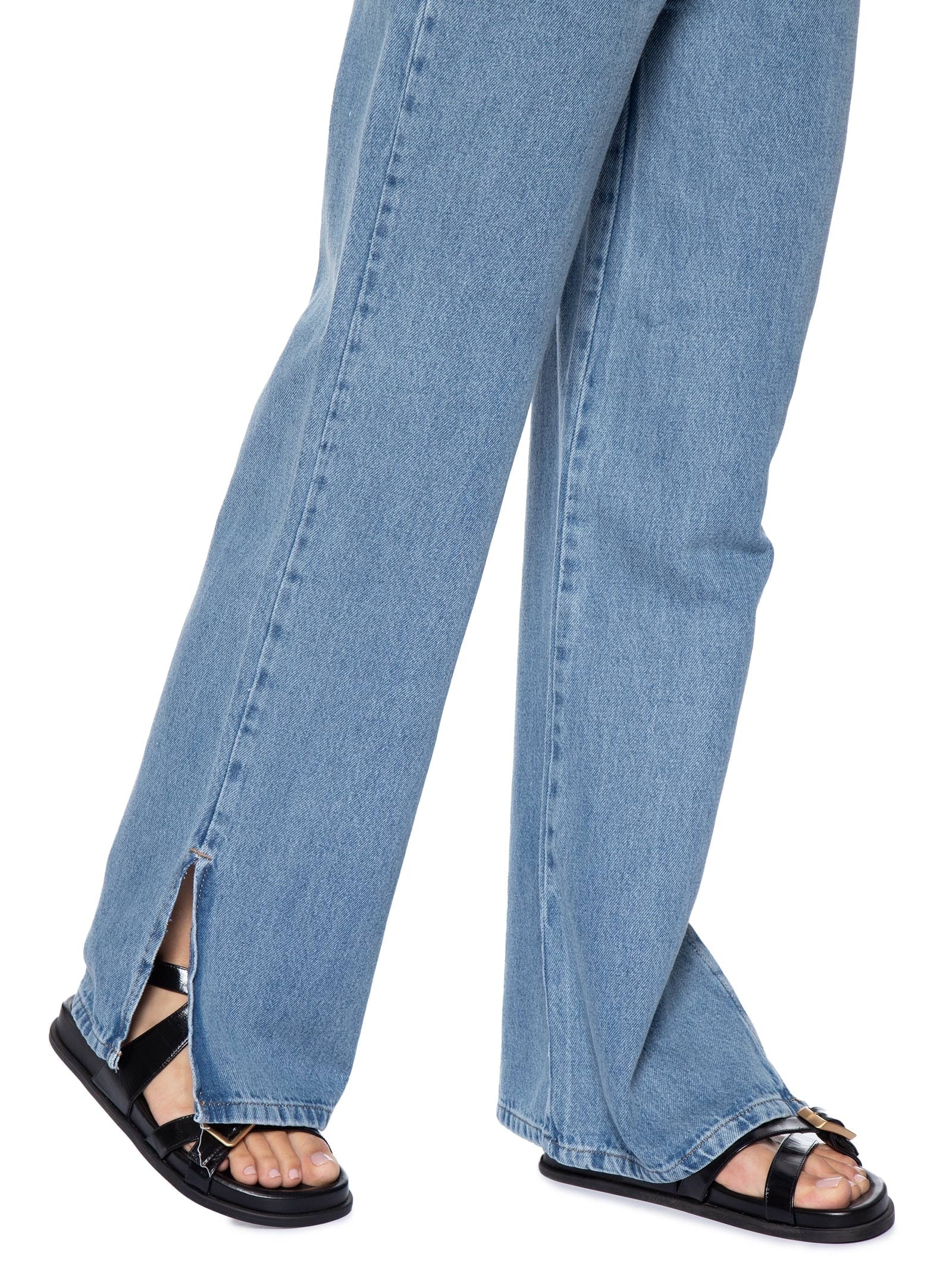 Calça Feminina Reta Jeans Azul Basiq