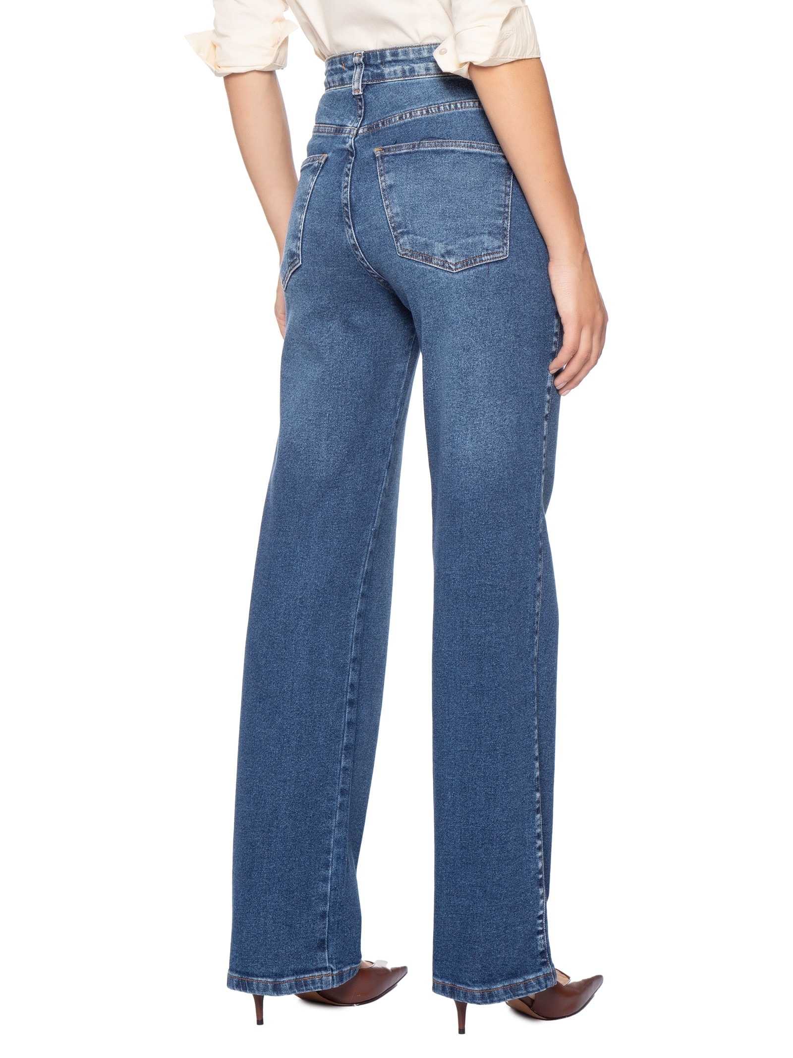 Calça Feminina Reta Jeans Azul '2Essential