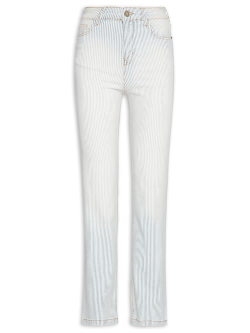 Calça Feminina Reta Jeans Listrado – Azul
