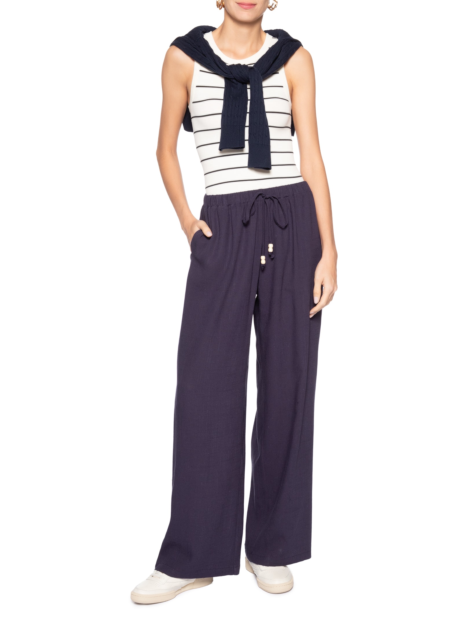 Calça Feminina Reta Leve Azul Basiq