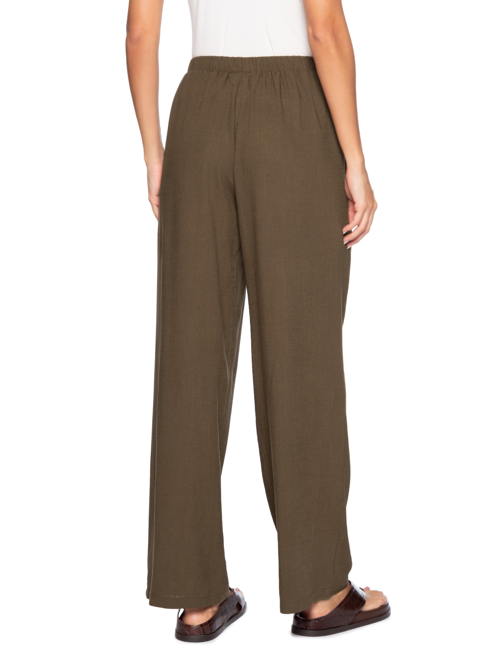 Calça Feminina Reta Leve Marrom Basiq