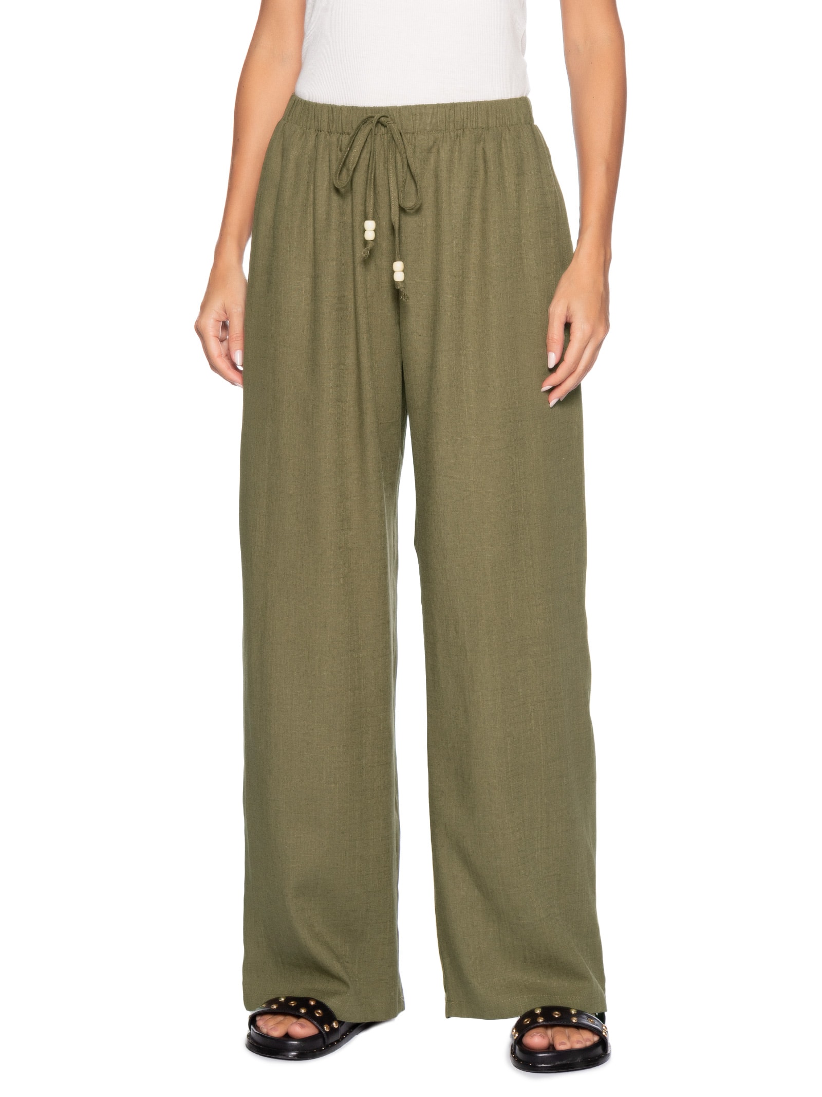 Calça Feminina Reta Leve Verde Basiq