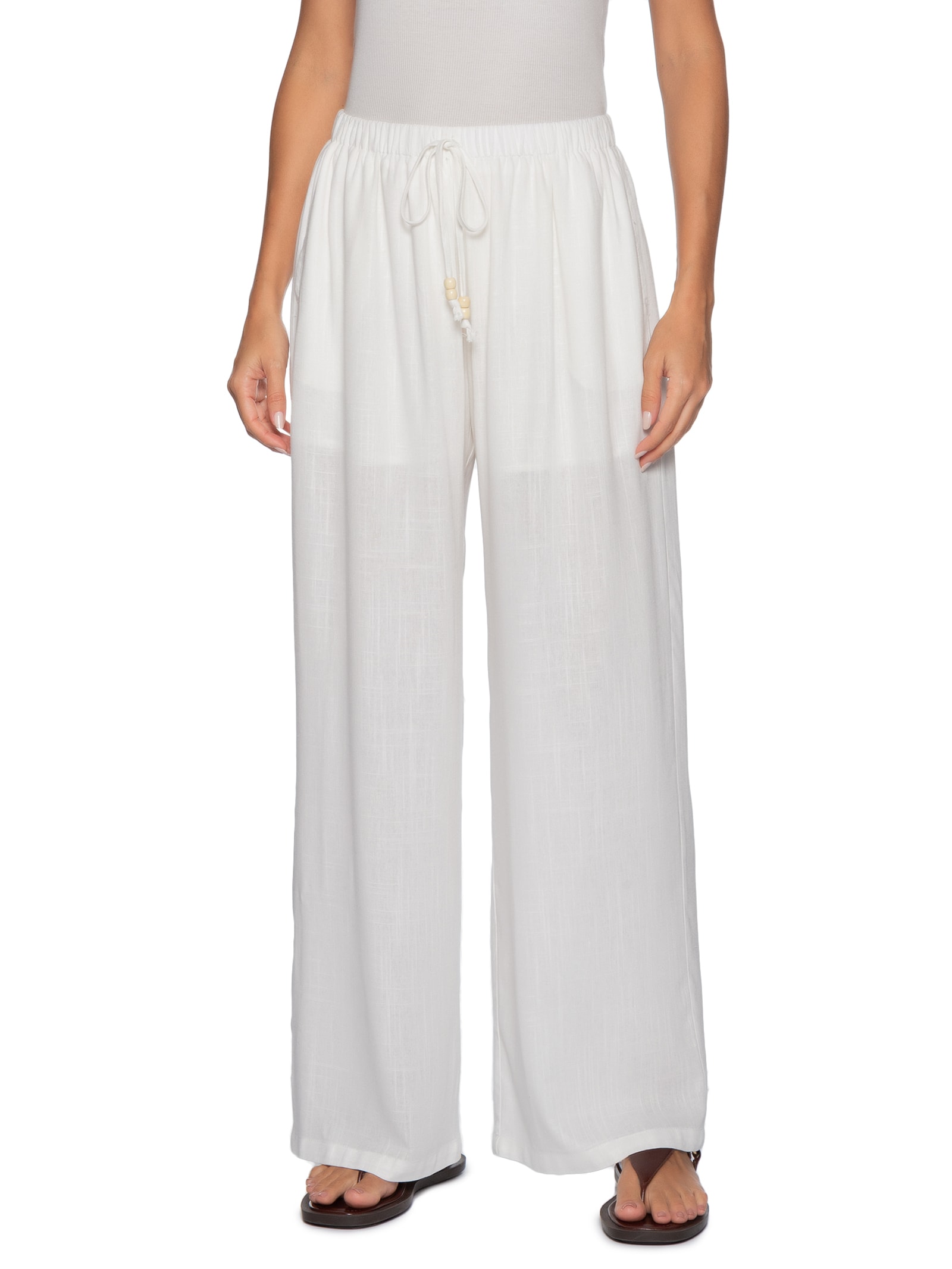 Calça Feminina Reta Leve – Branco Basiq