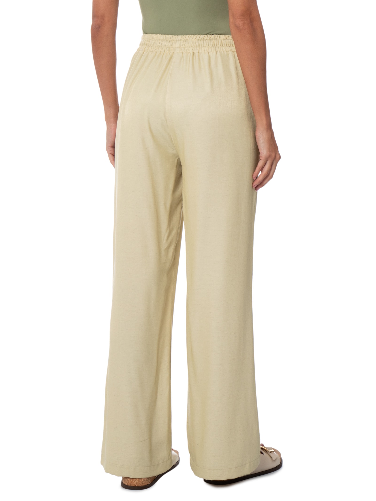 Calça Feminina Reta Linho Cáqui Basiq