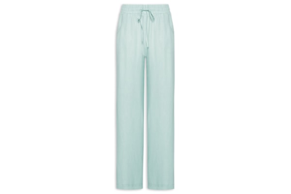 Calça Feminina Reta linho Com Bolsos - Azul