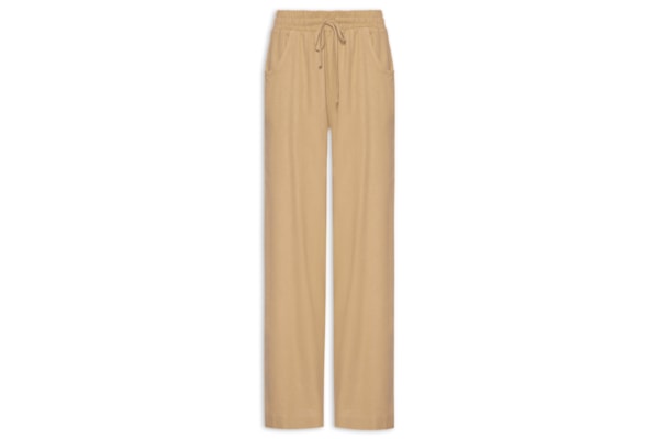 Calça Feminina Reta linho Com Bolsos - Bege
