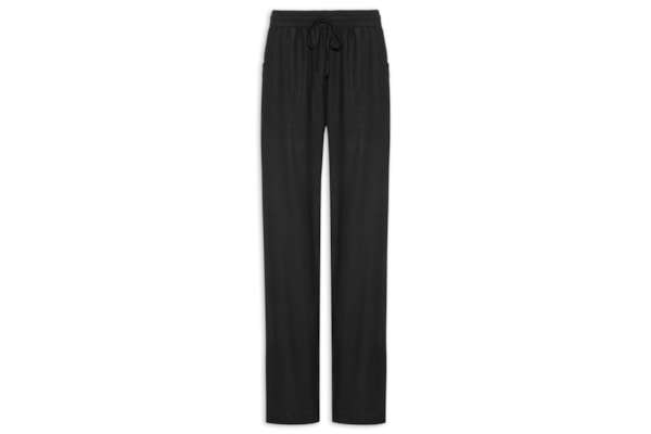 Calça Feminina Reta linho Com Bolsos - Preto