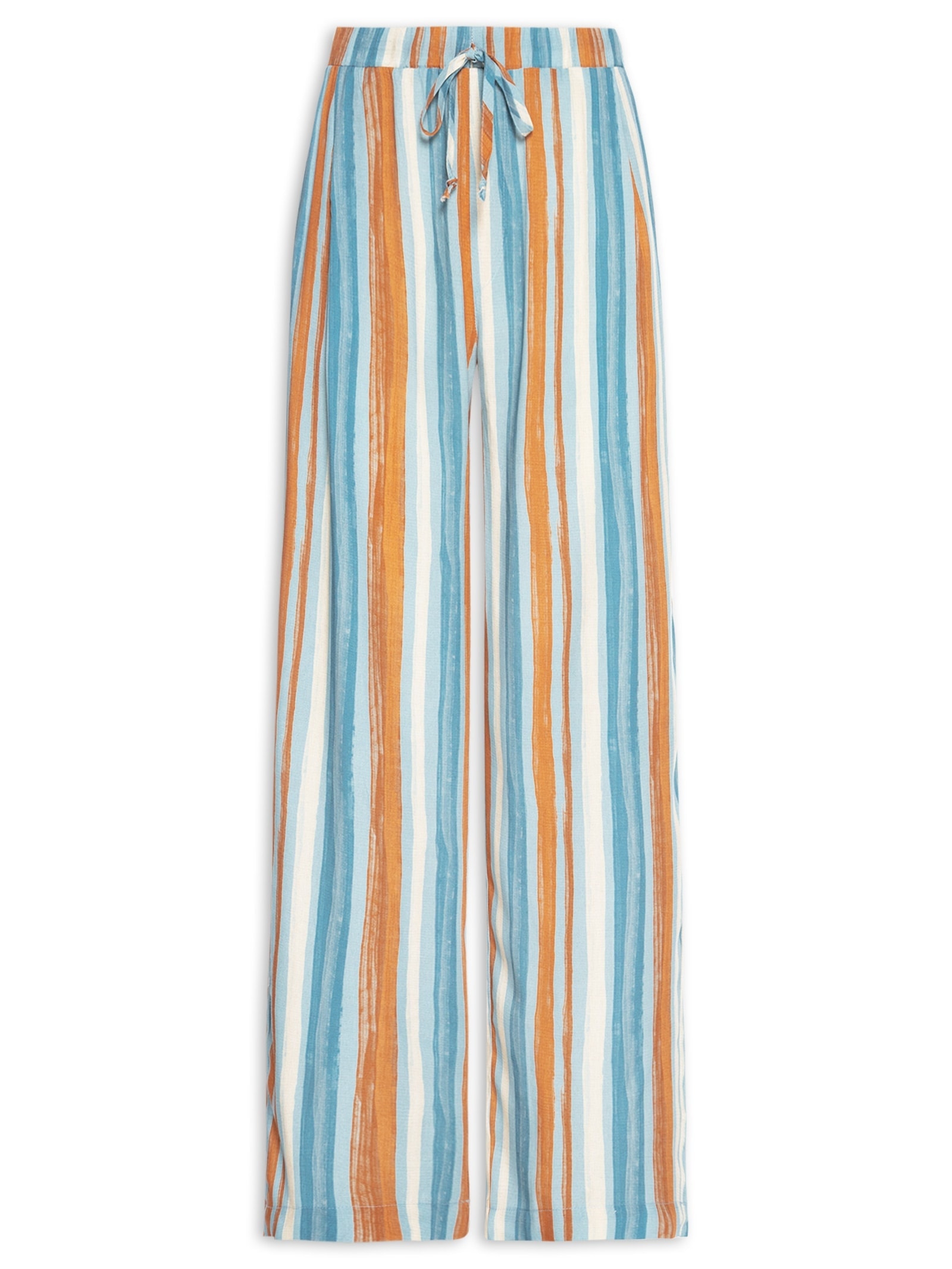 Calça Feminina Reta Listrada Azul Market 33