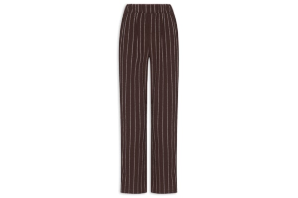 Calça Feminina Reta Listrada - Marrom