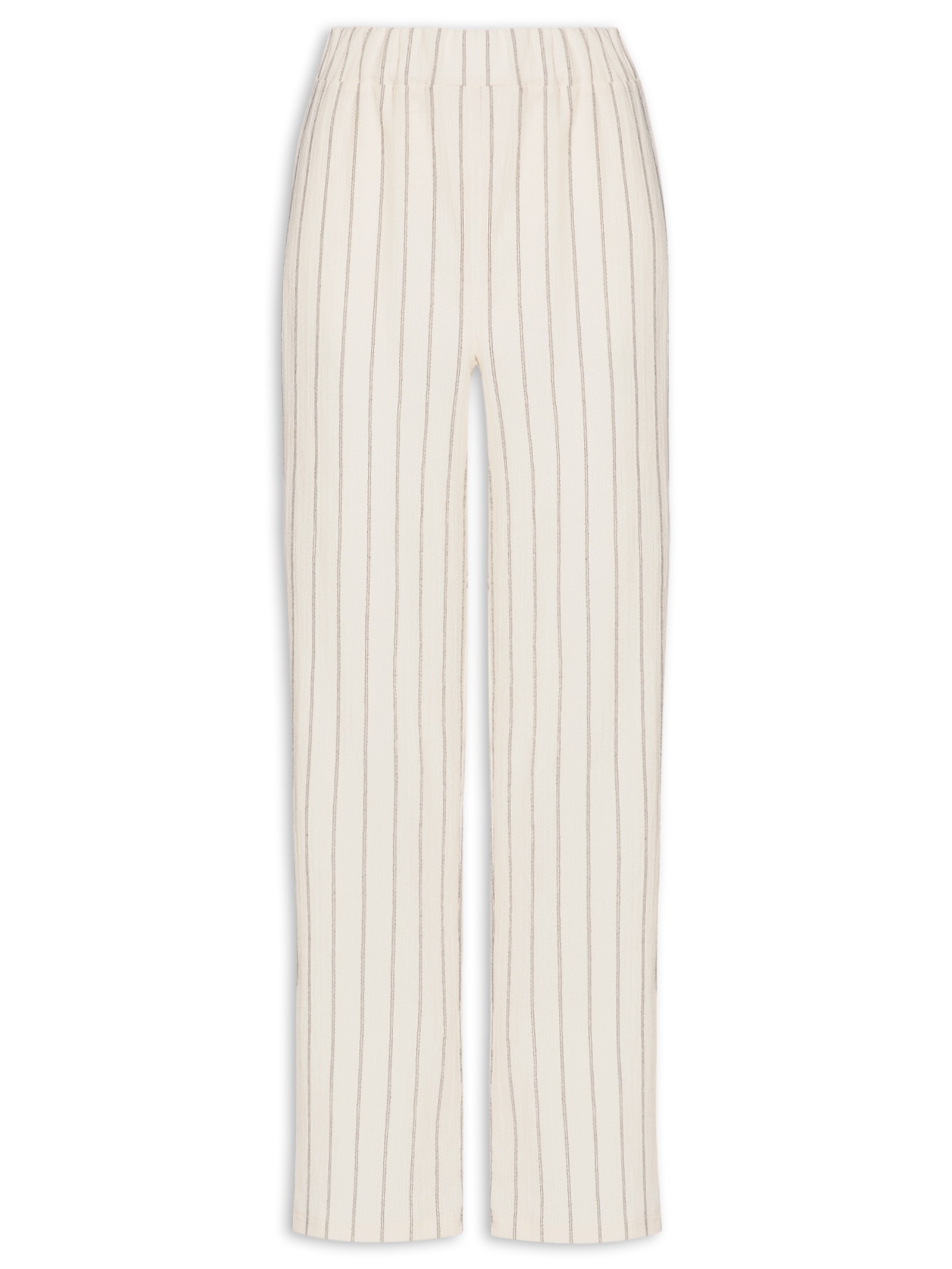 Calça Feminina Reta Listrada Off White Basiq