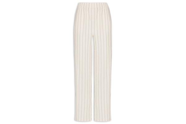 Calça Feminina Reta Listrada - Off White