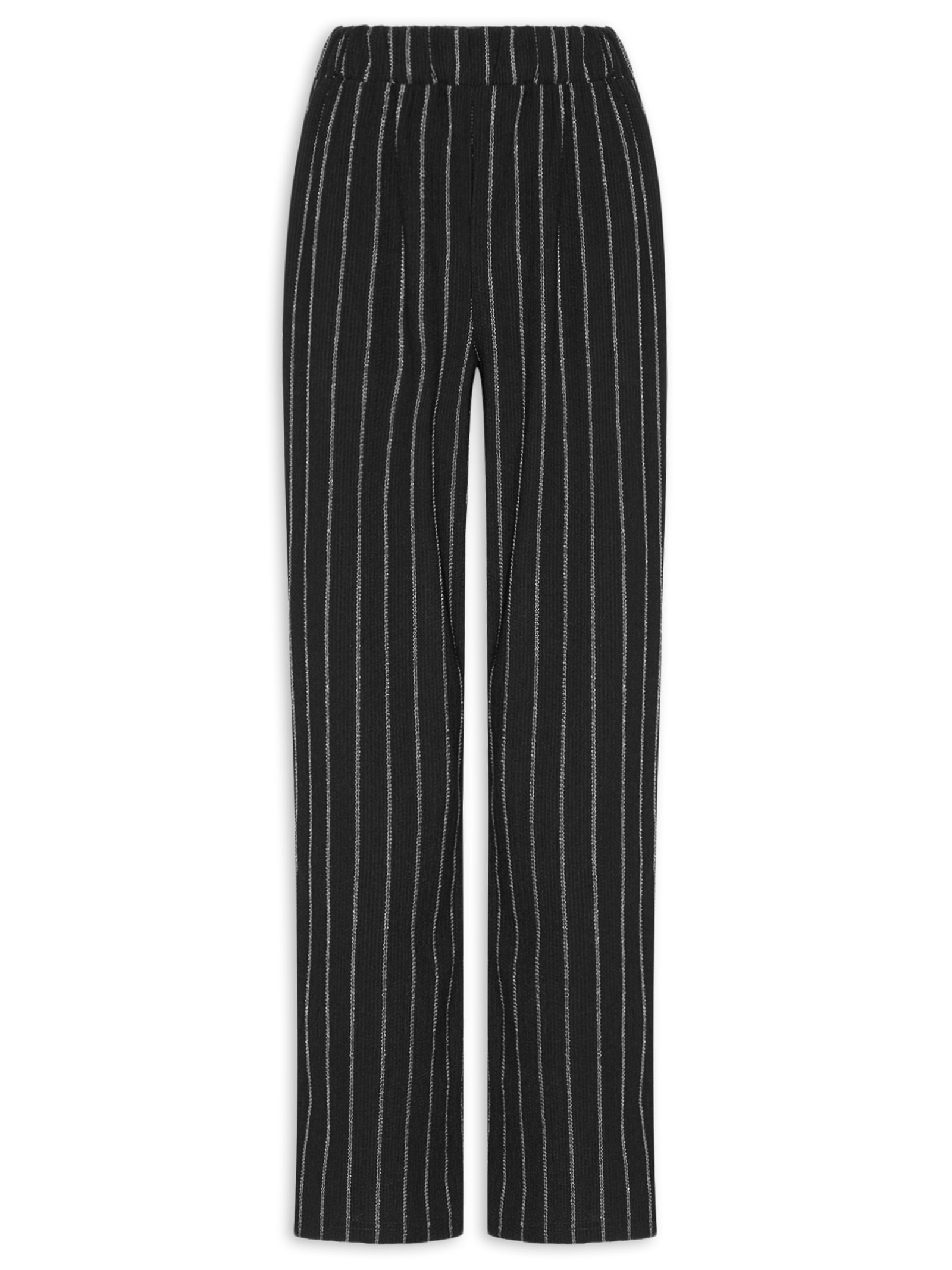 Calça Feminina Reta Listrada Preto Basiq