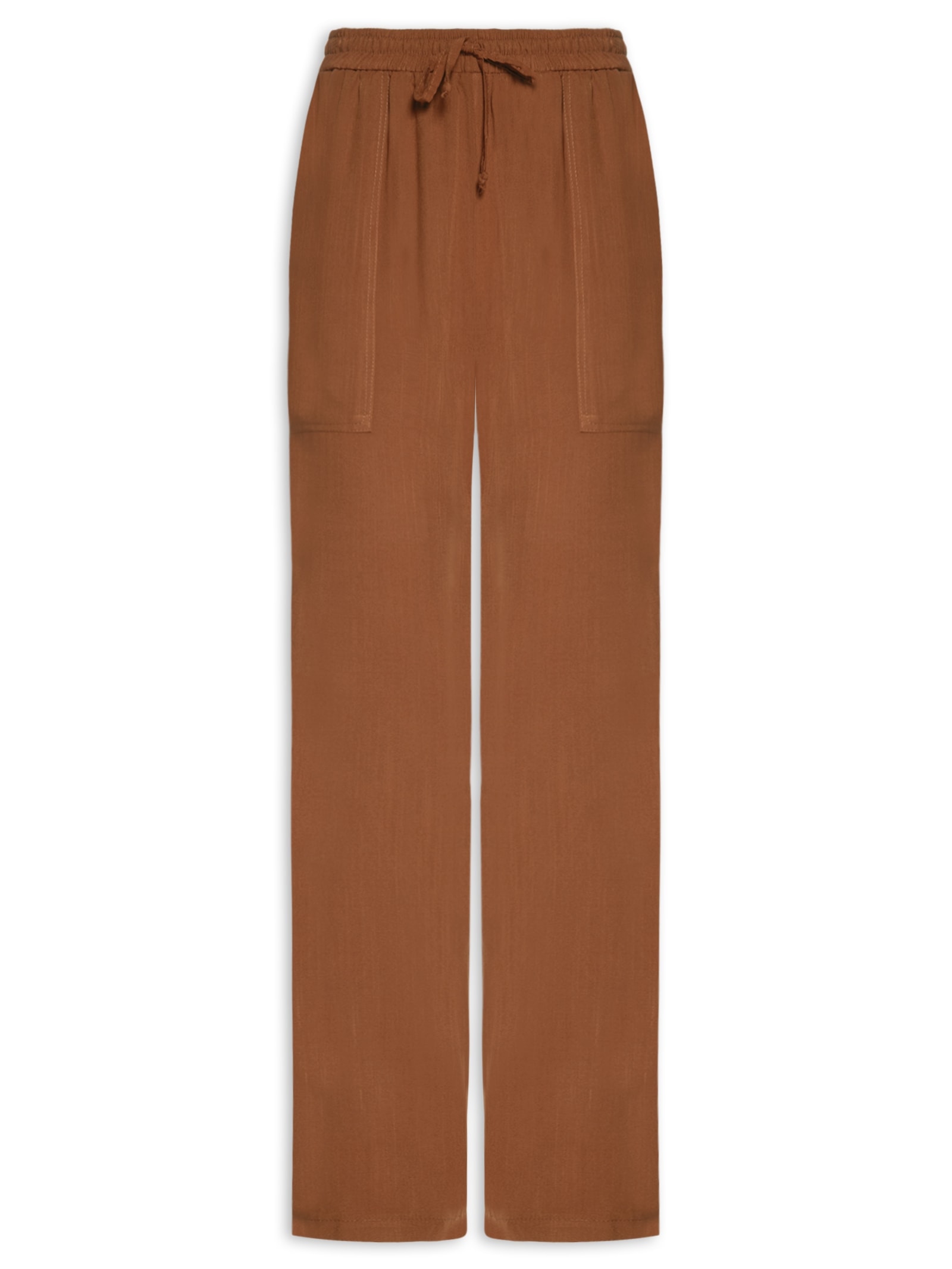 Calça Feminina Reta Marrom Basiq