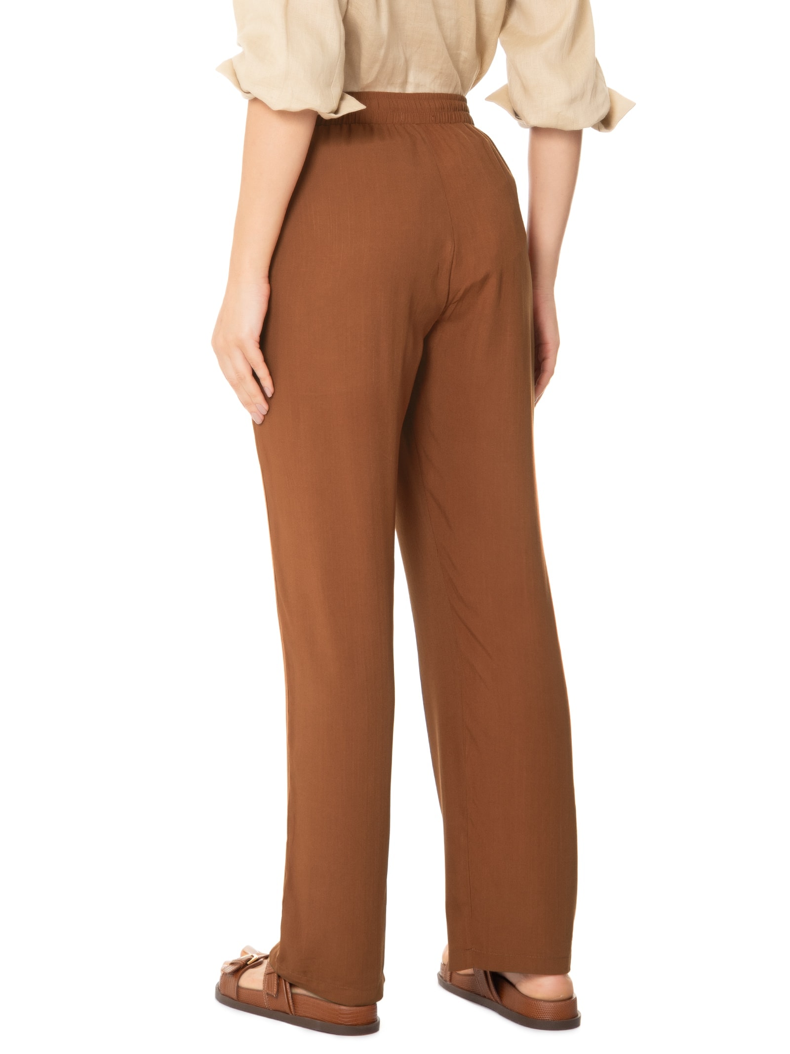 Calça Feminina Reta Marrom Basiq