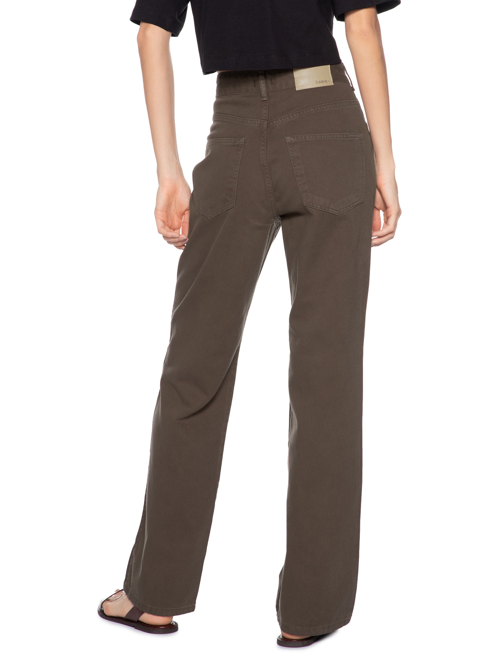Calça Feminina Reta Marrom Basiq