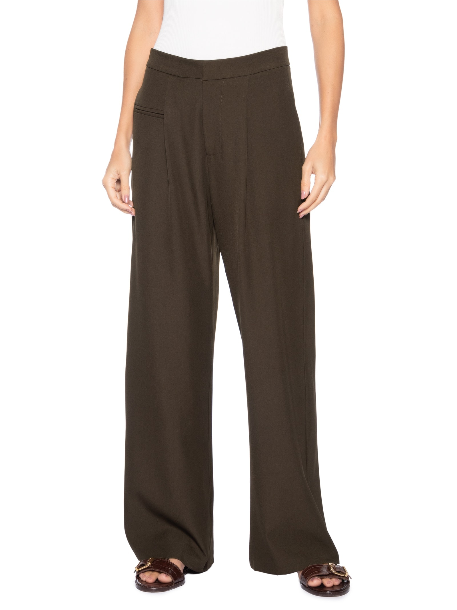 Calça Feminina Reta Marrom Market 33